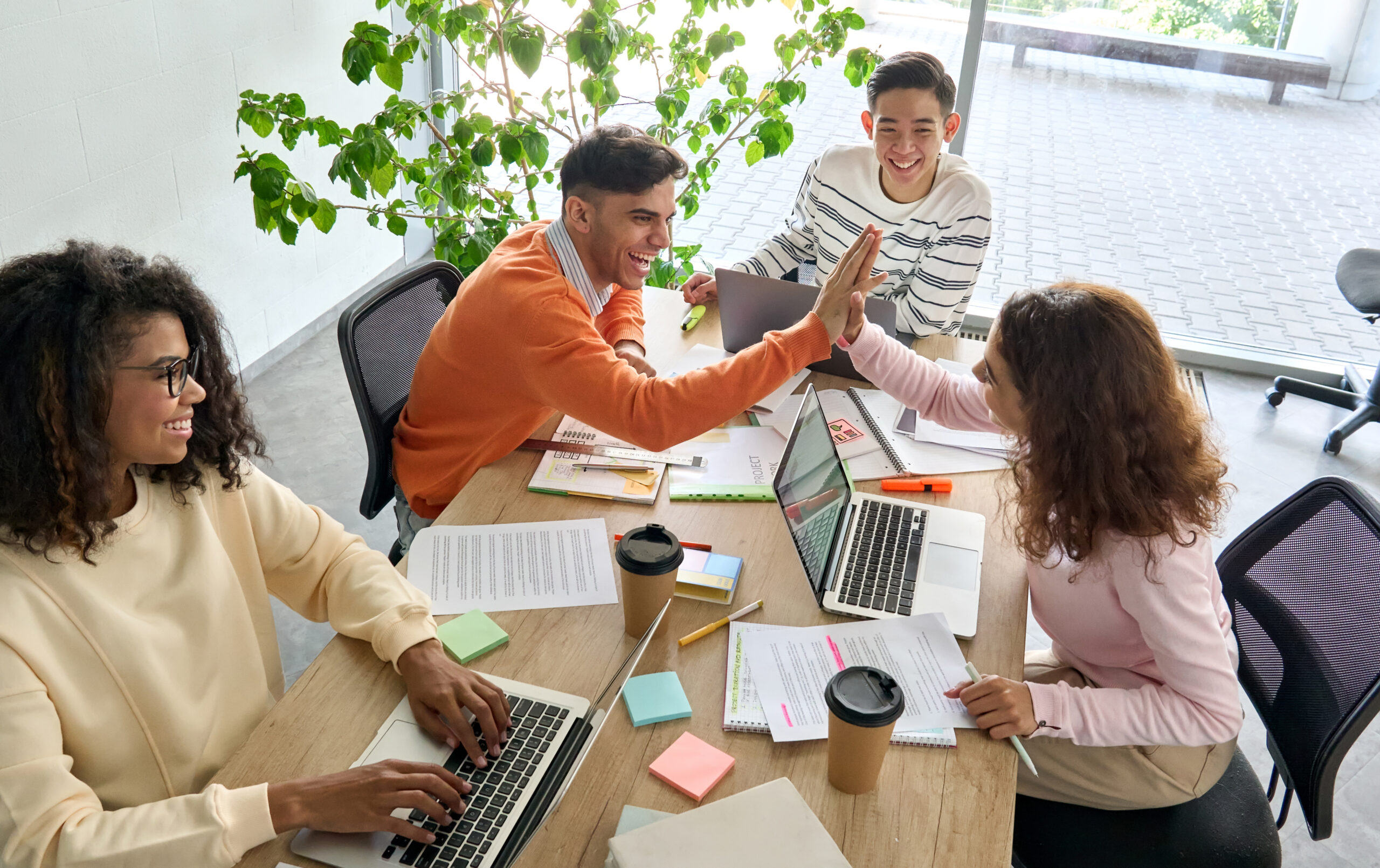 happy team creating personalized marketing strategies